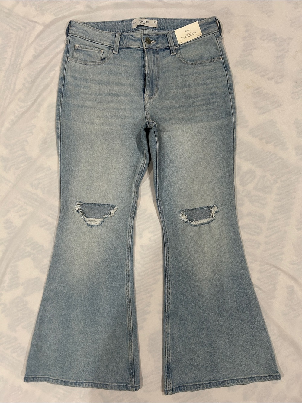 Hollister Light Blue Distressed Flare Jeans